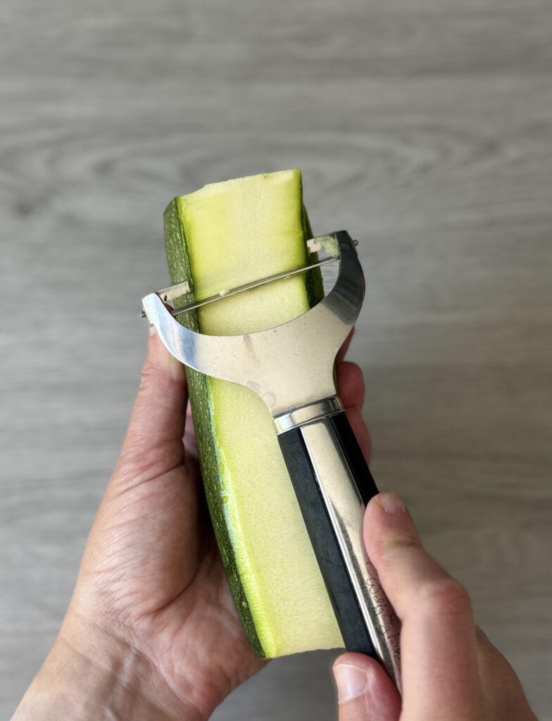 peeling zucchini
