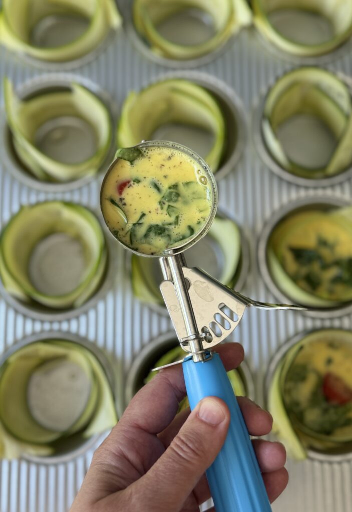 making zucchini egg cups