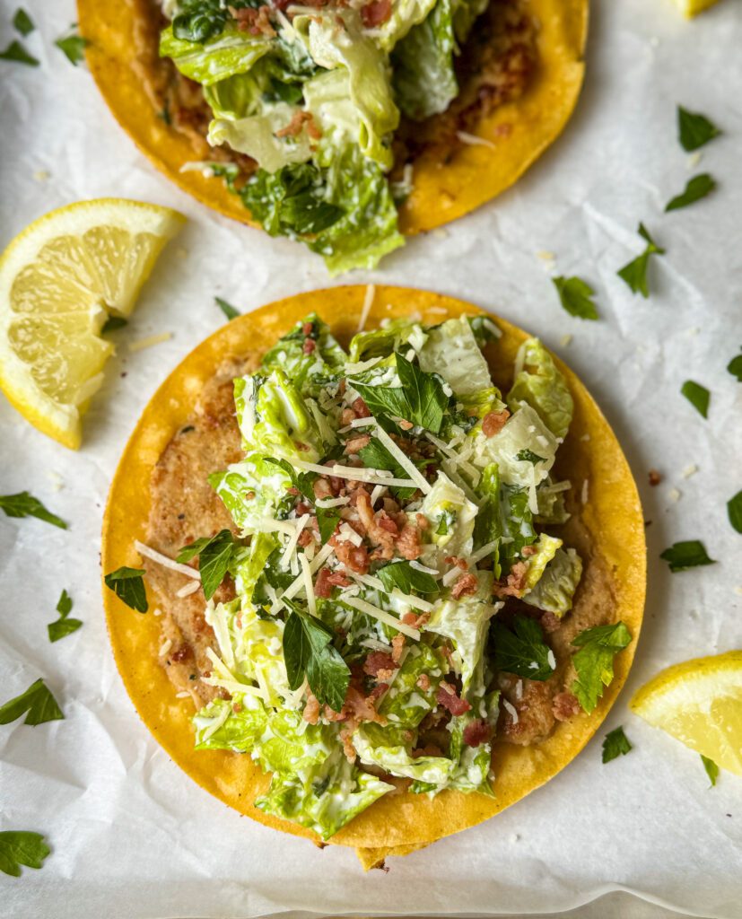 chicken Caesar smashed tacos 