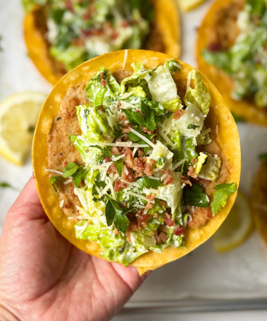 chicken Caesar smashed taco