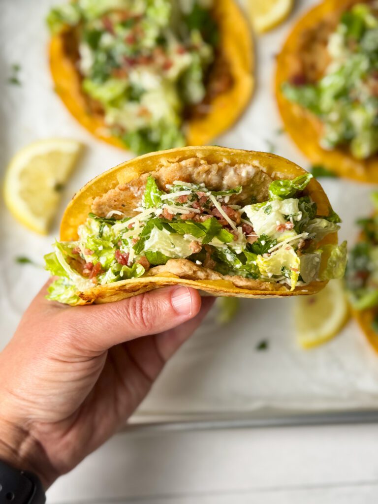 chicken ceasar smashed taco