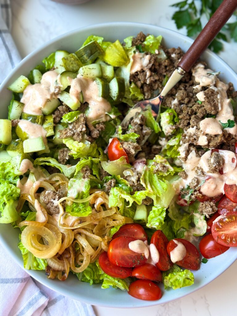 healthy protein burger bowl