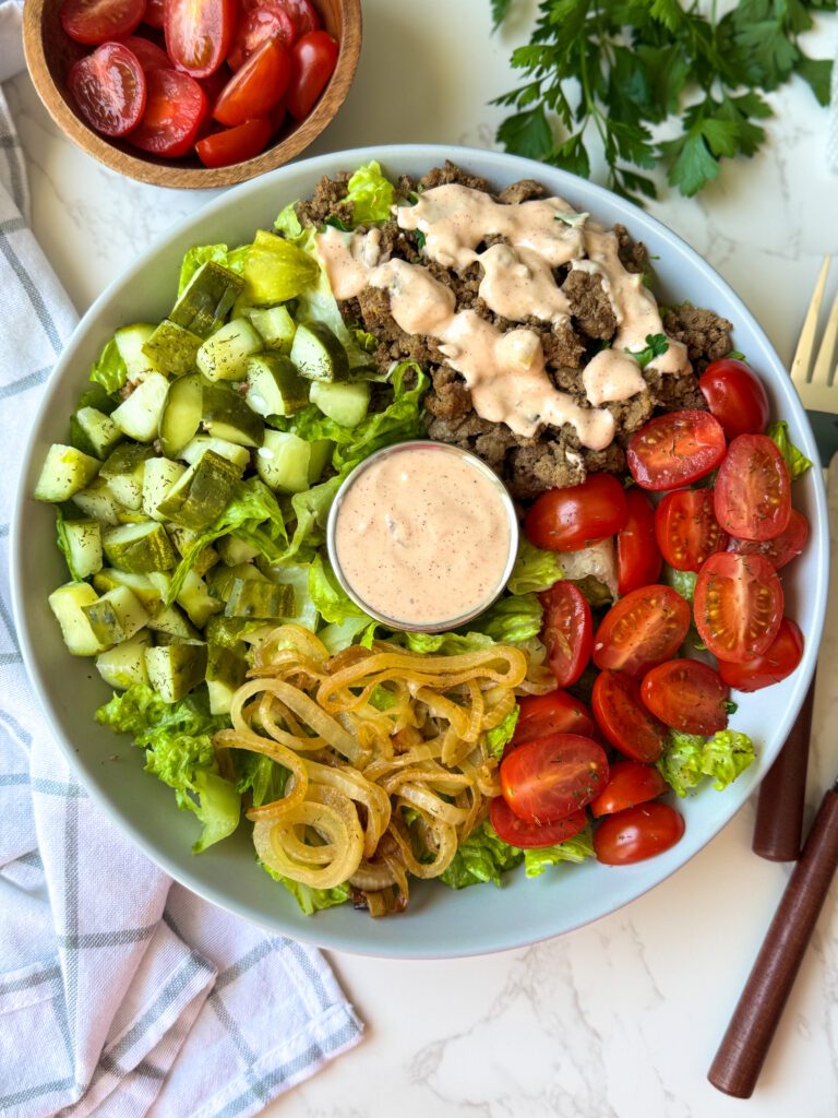high protein burger bowls