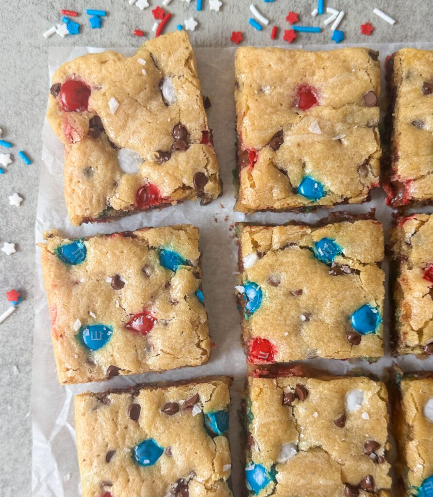 Patriotic sourdough blondies