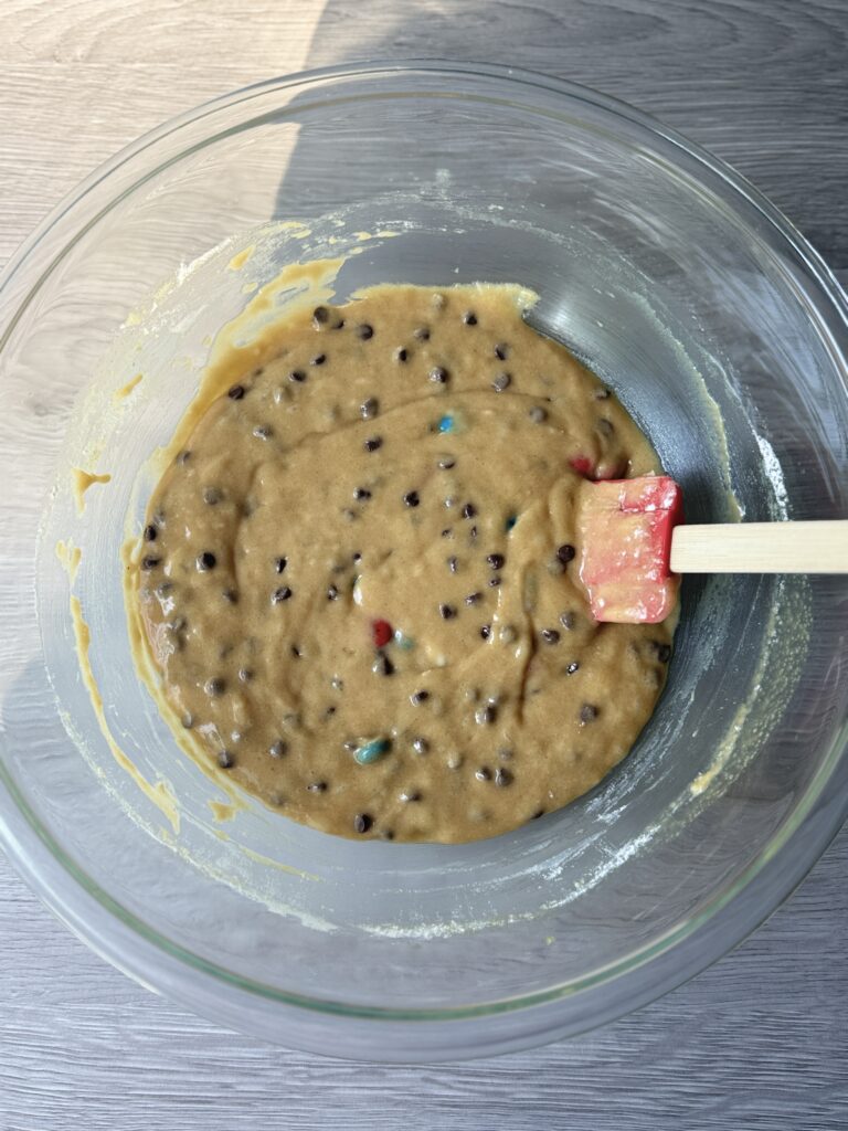 mixing Patriotic blondies