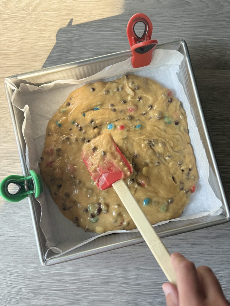 making Patriotic blondies