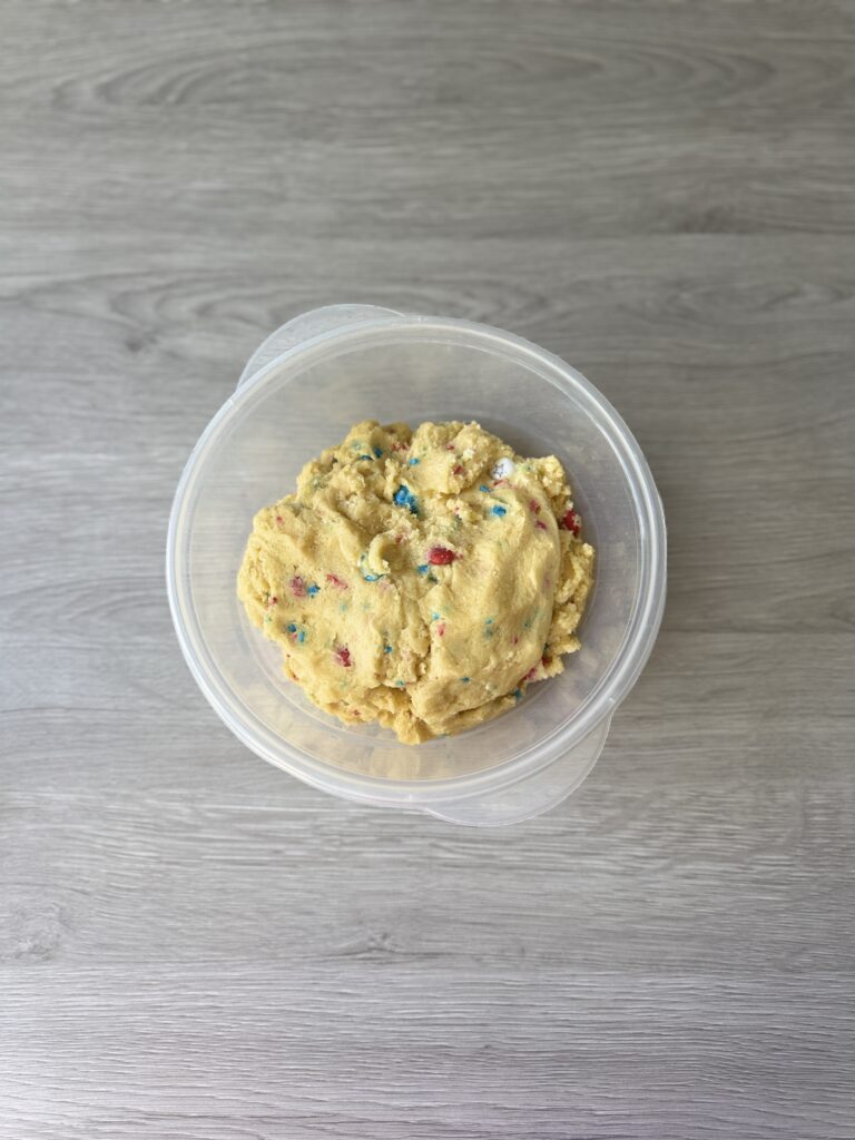 mixing 4th of July festive cookies
