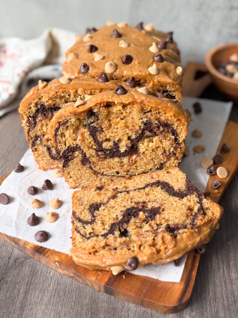 chocolate peanut butter swirl loaf