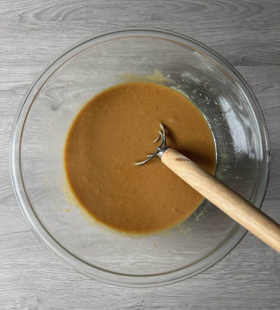 mixing peanut butter bread