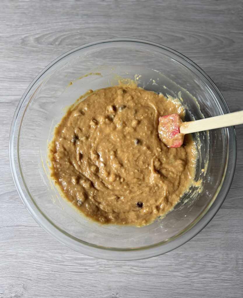 mixing peanut butter bread