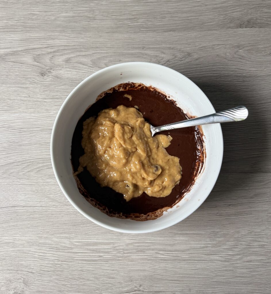 mixing peanut butter pread