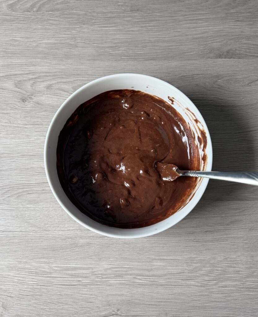 mixing peanut butter bread