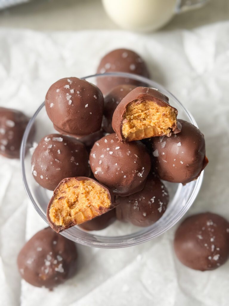 chocolate covered PB bites