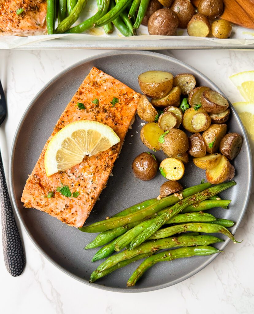 sheet pan salmon meal