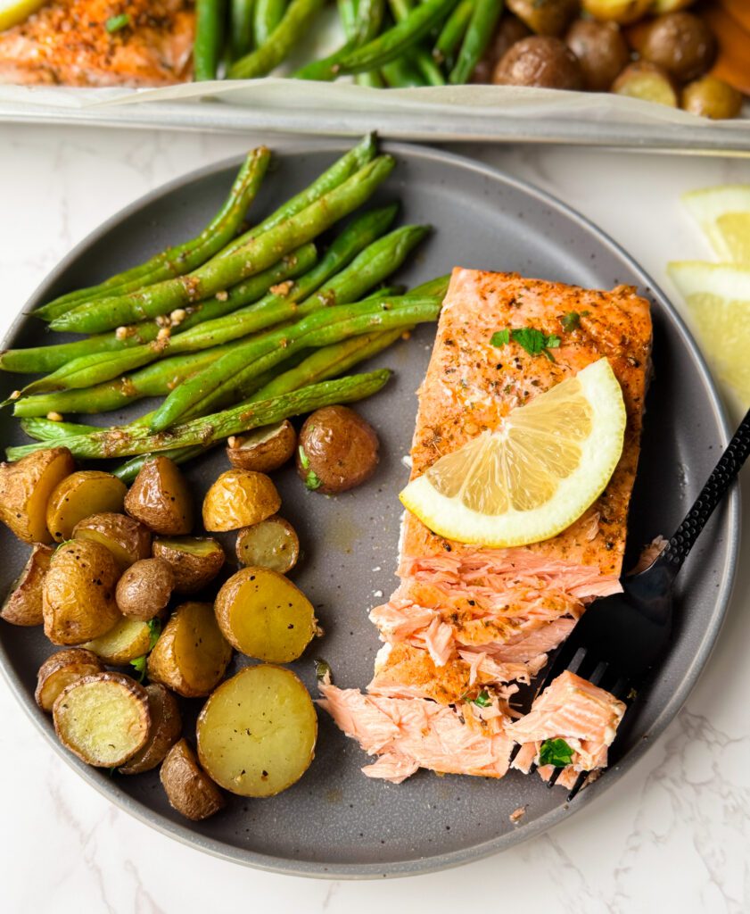 sheet pan salmon meal