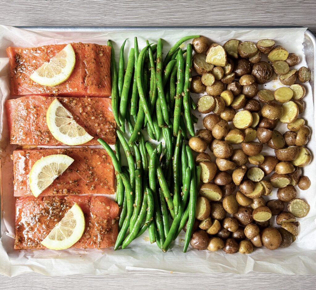 making salmon sheet pan meal