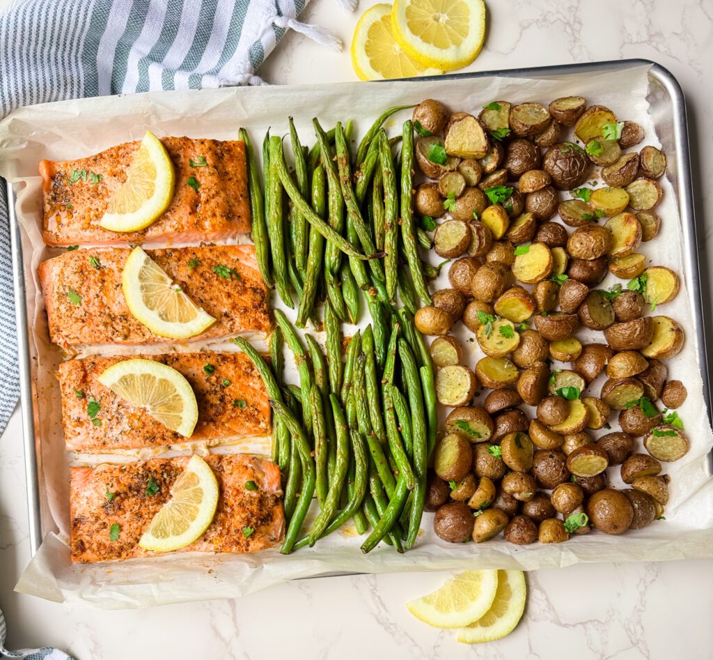 sheet pan salmon meal