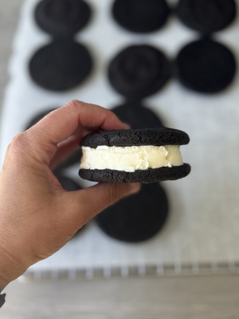 shaping ice cream sandwiches
