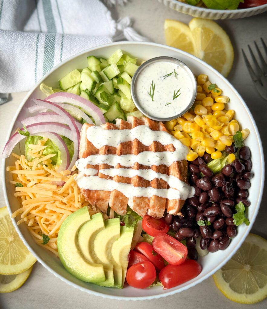 healthy BBQ chicken ranch salad