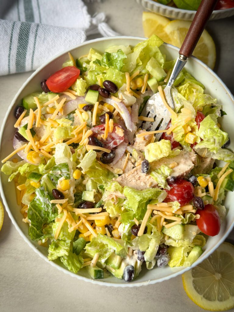 high protein BBQ chicken salad