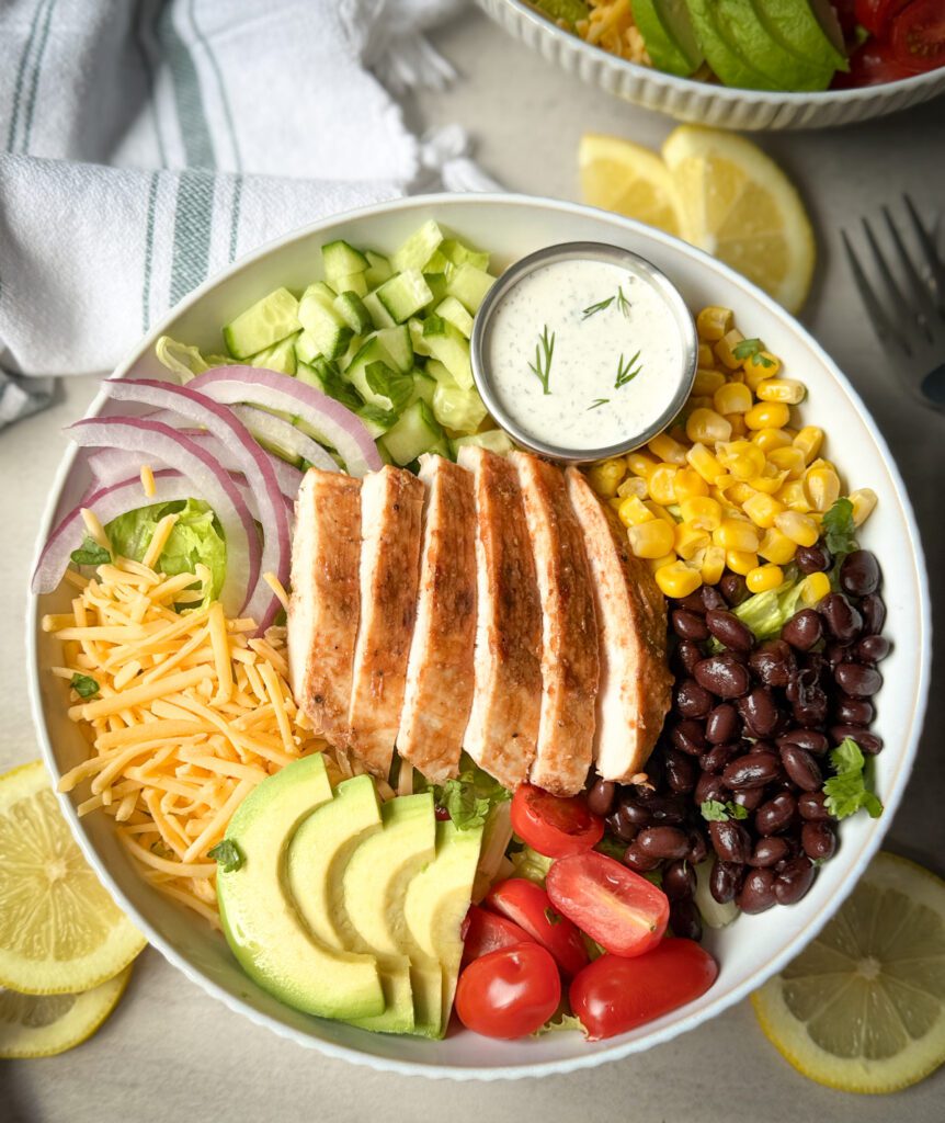 High Protein BBQ Chicken Ranch Salad
