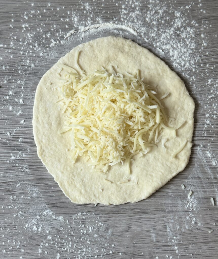 shaping cheese flatbreads