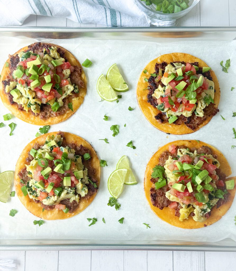 assembling breakfast tacos