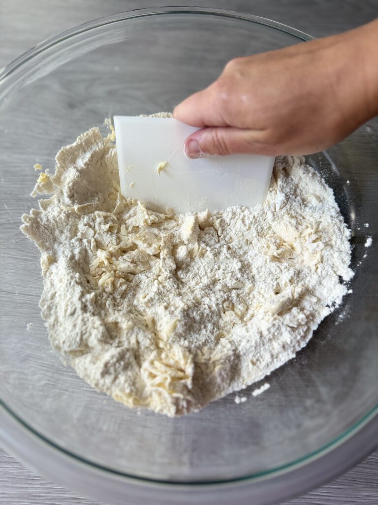 mixing sourdough biscuits