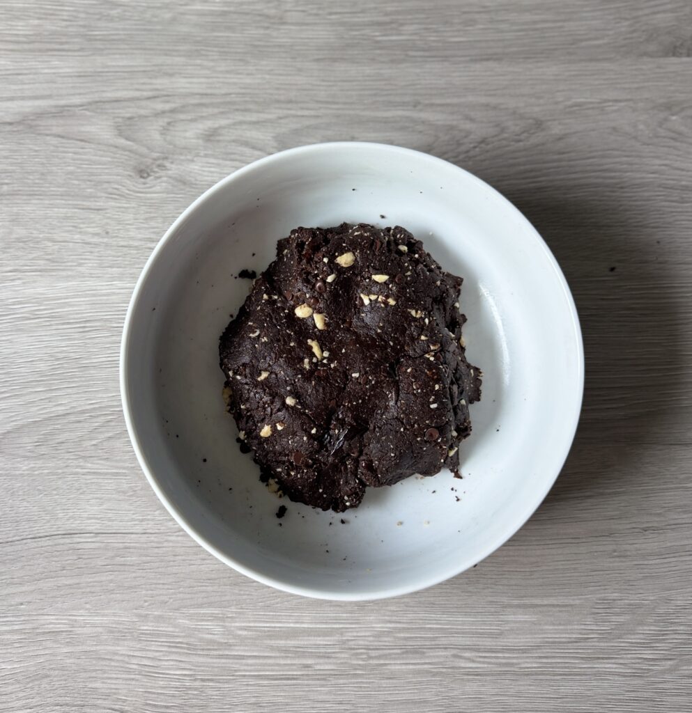 making brownie date balls