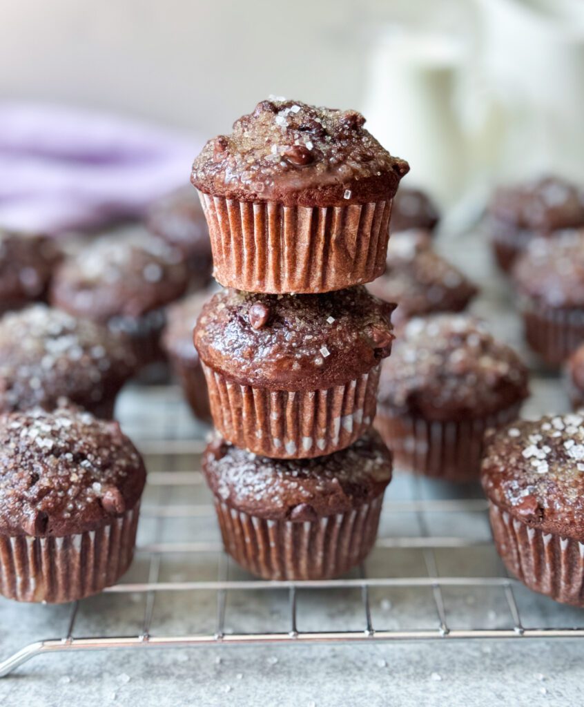 chocolate sourdough donut muffins
