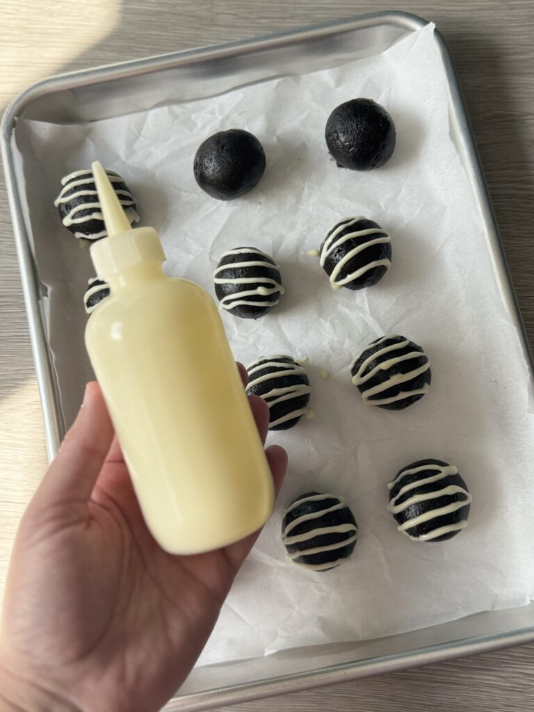 white chocolate drizzle oreo balls