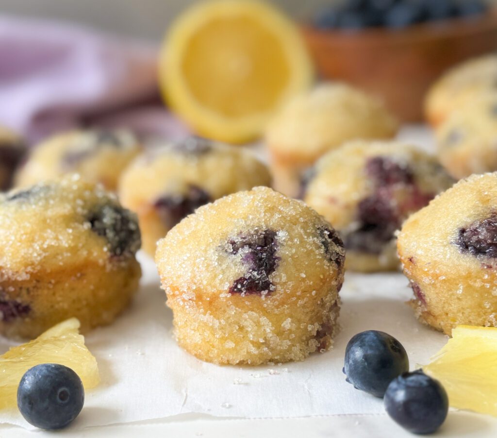 blueberry lemon sourdough donut muffins
