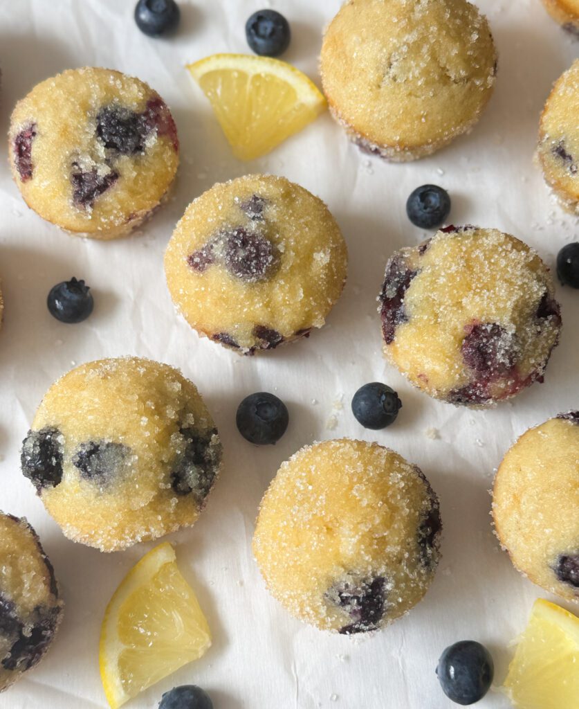blueberry lemon sourdough donut muffins