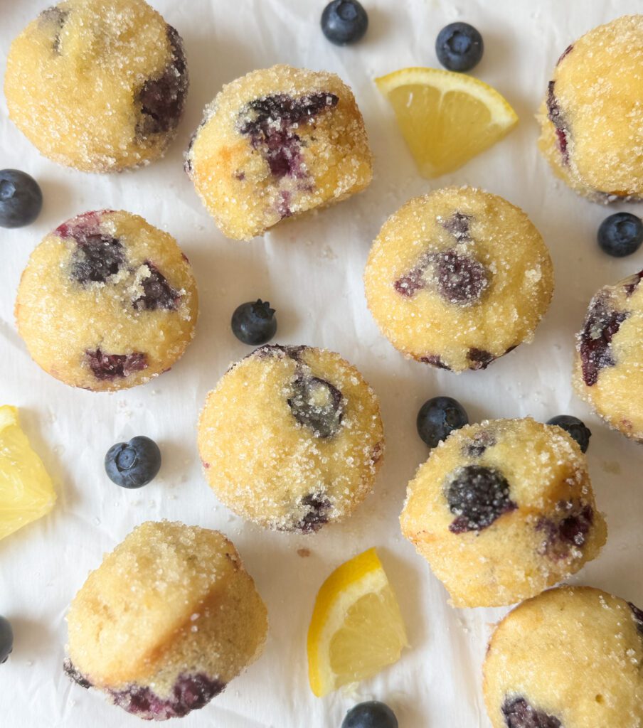blueberry lemon sourdough donut muffins