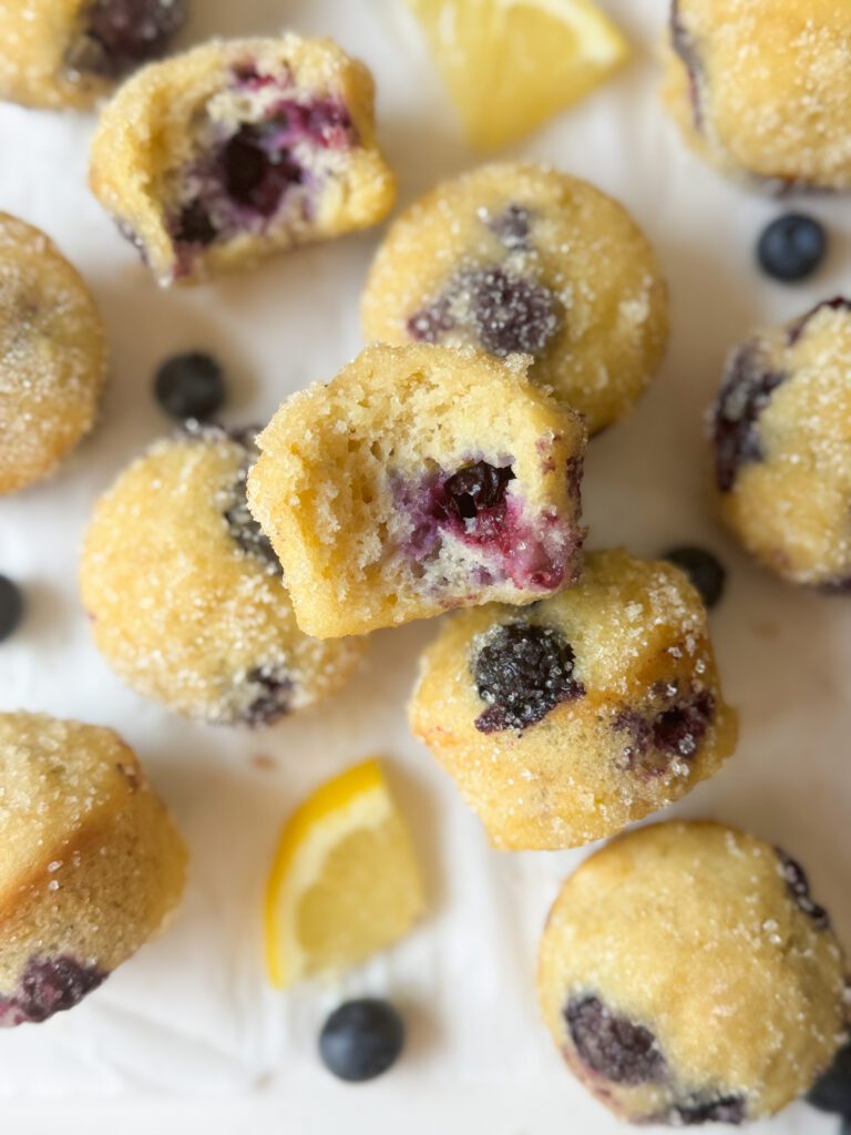 blueberry lemon sourdough donut muffins