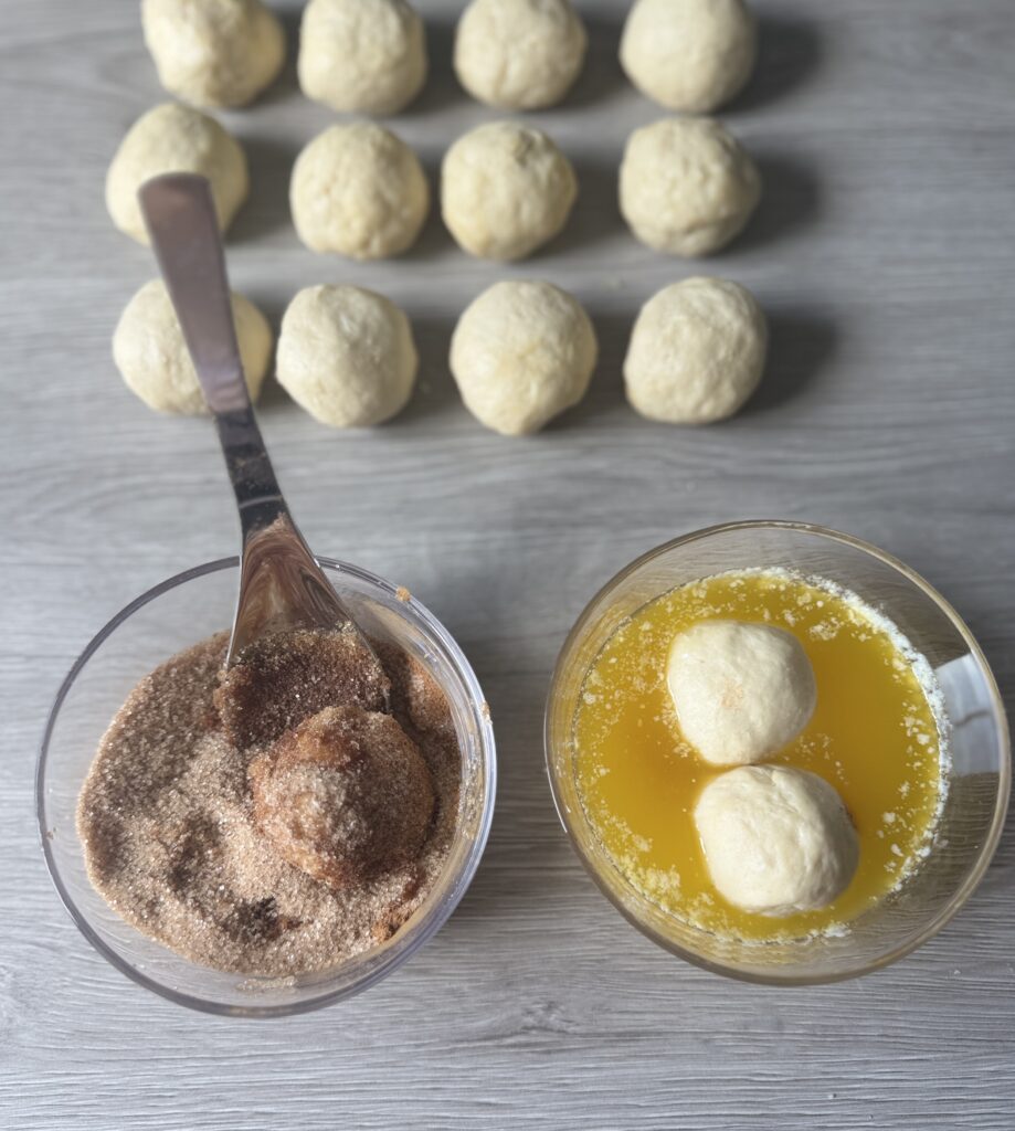 coating cinnamon sugar biscuit bombs