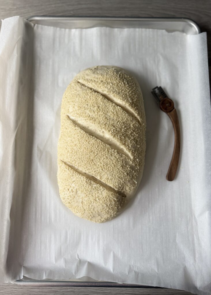 scored Italian discard bread