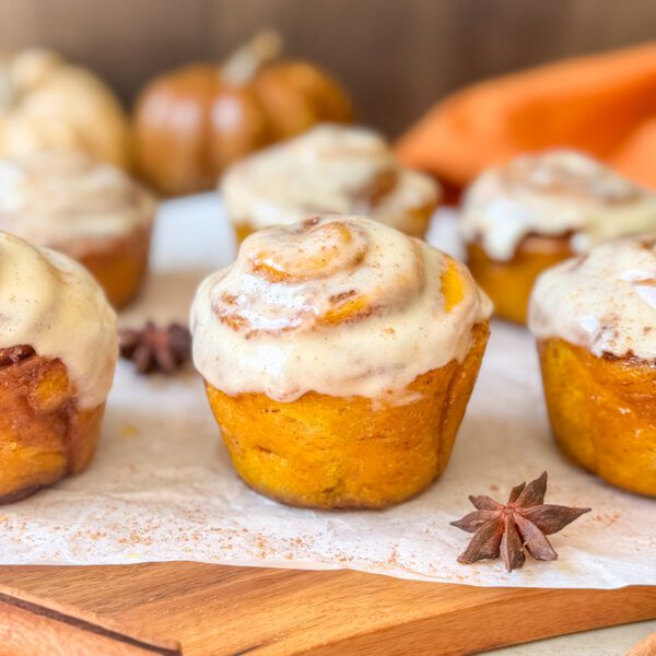 sourdough pumpkin cinnamon roll muffins