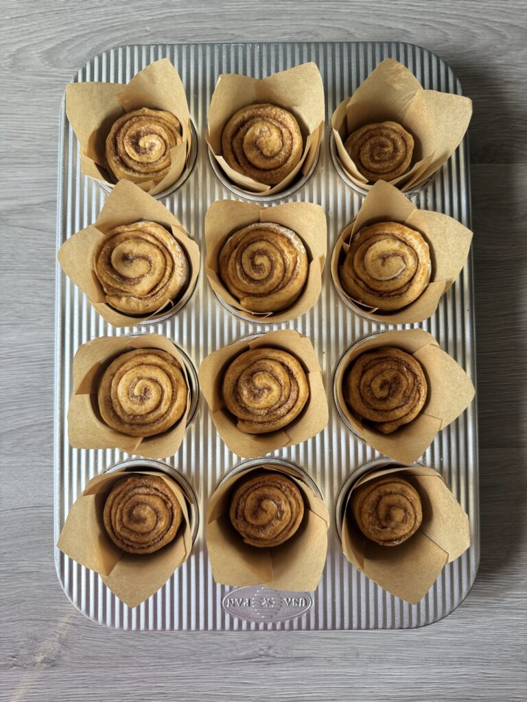 shaped pumpkin cinnamon roll muffins
