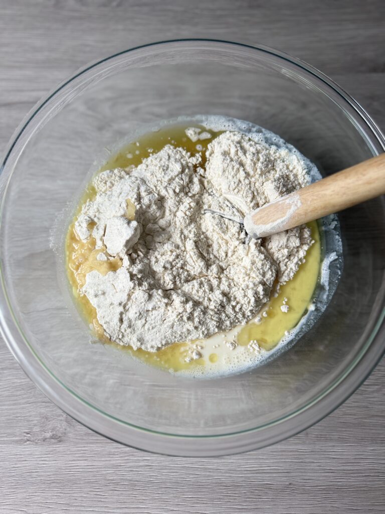 mixing English muffin bread
