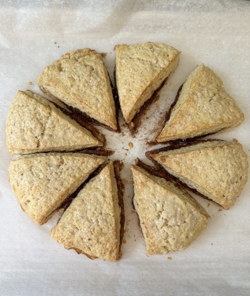 baked cinnamon roll scones