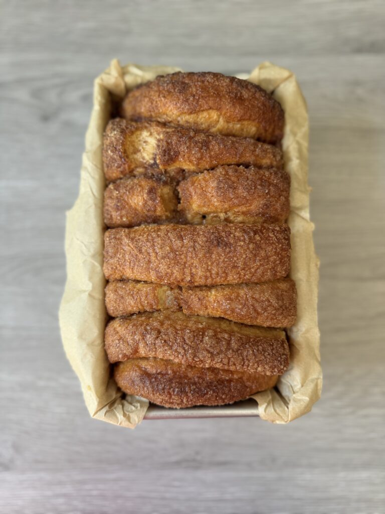 baked pull apart cinnamon sugar loaf