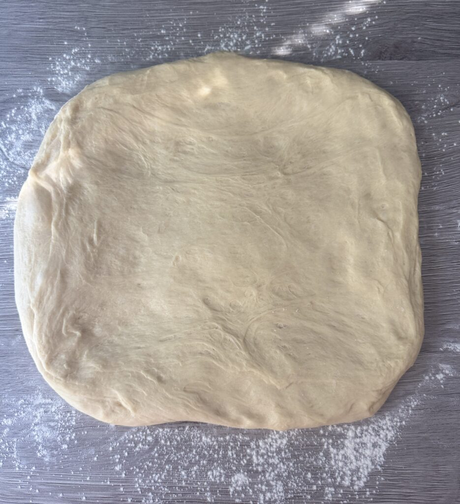 shaping cinnamon sugar bread