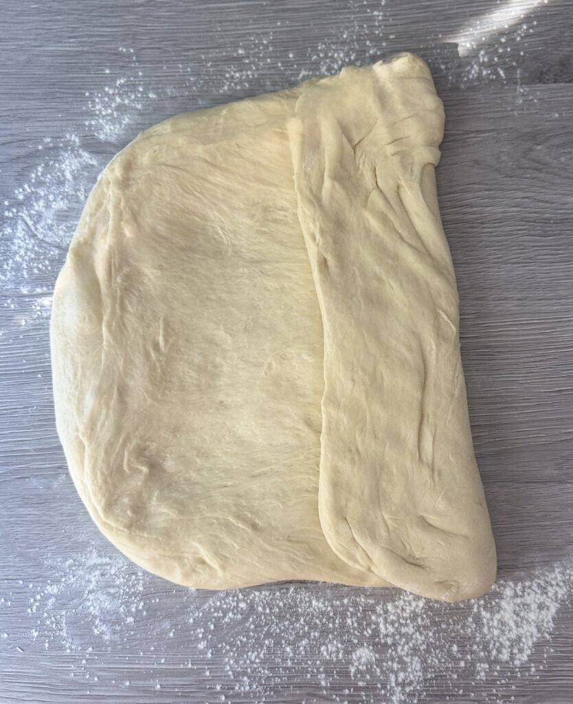 shaping cinnamon sugar bread
