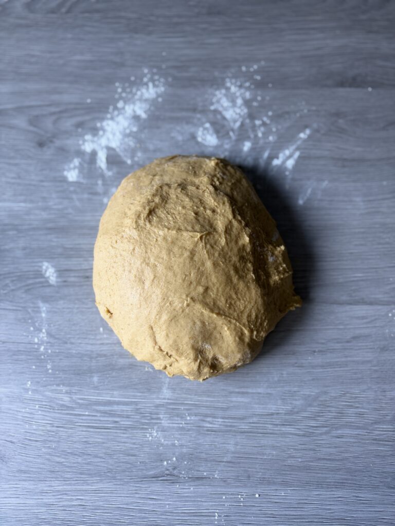 kneading challah dough