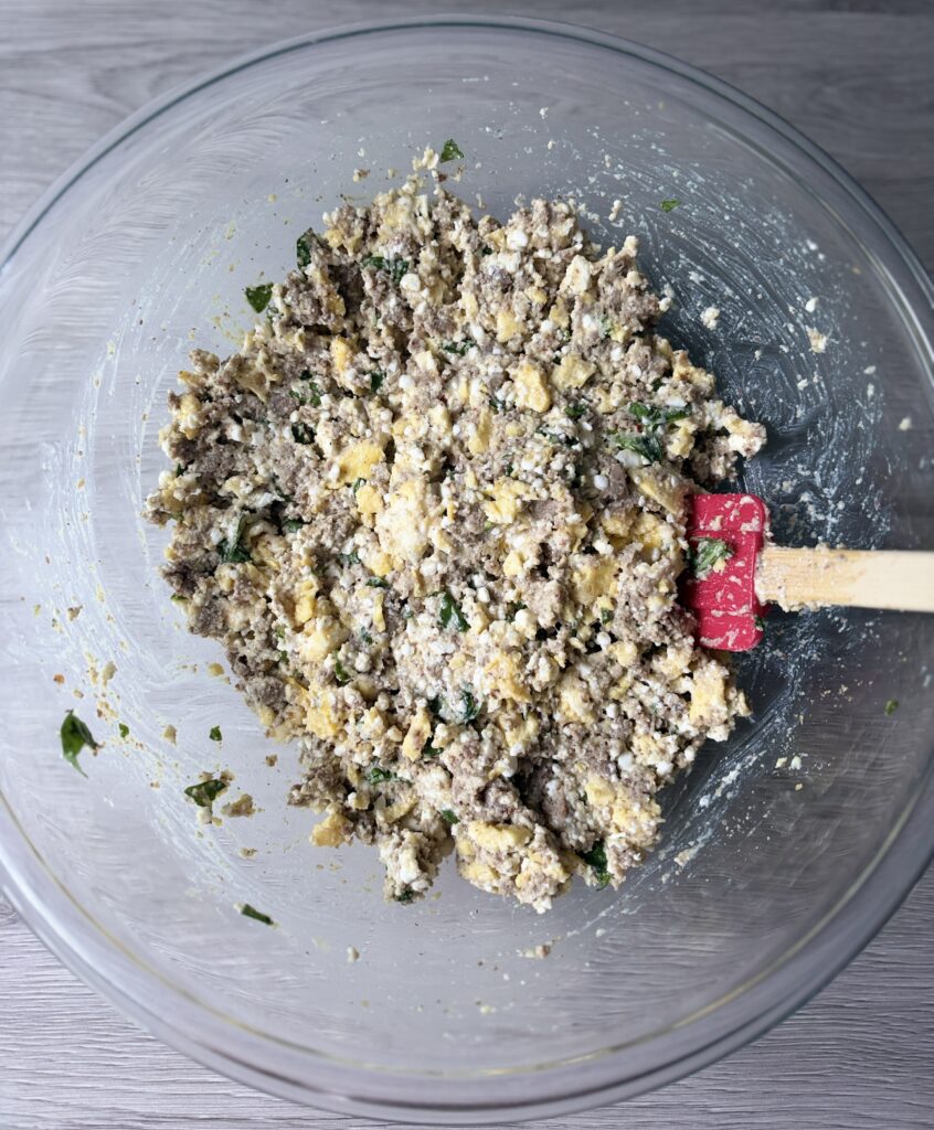 mixing breakfast biscuits