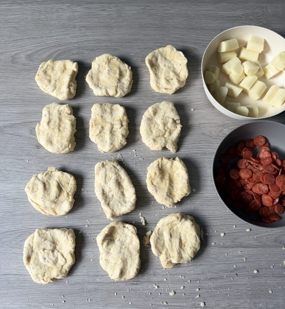shaping pizza biscuit bombs