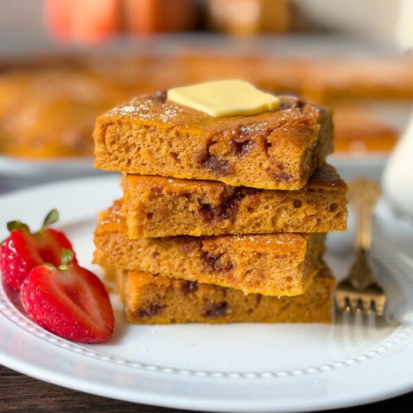 sourdough pumpkin sheet pan pancakes with cinnamon swirl